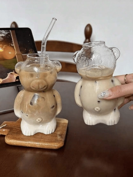 1 peça Caneca de Vidro de Café com Desenho Animado, Divertido Presente de Aniversário para Meninas, Criativo e Fofo