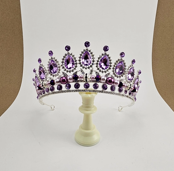 Purple Silver Quinceanera Tiara Purple Crystal Quinceanera Crown, Purple Crystal Tiara Wedding Tiara Silver Wedding Crown, Crystal Headpiece