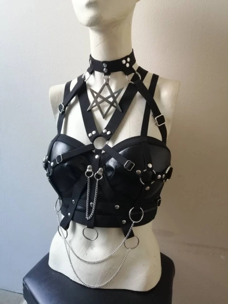 Faux leather harness top (thelema)