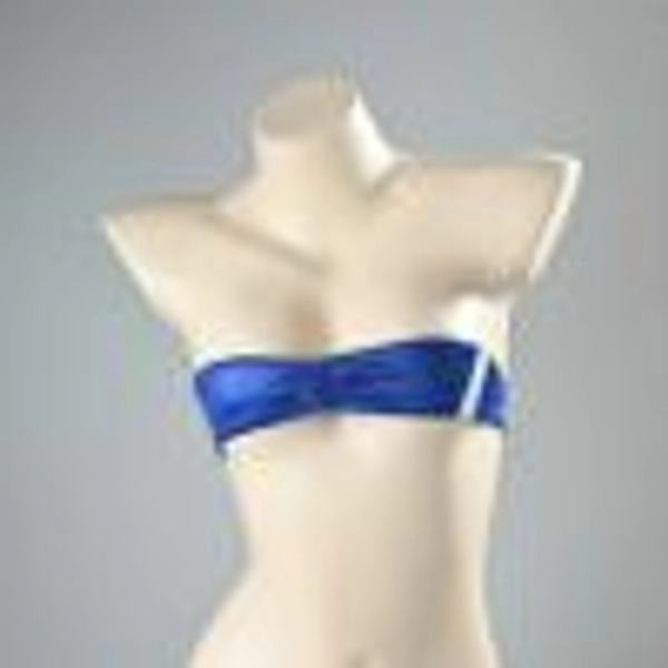 グラビアのナローチューブトップブラ　ライン入り（裏地付き）〈光沢ネイビー×白ライン〉