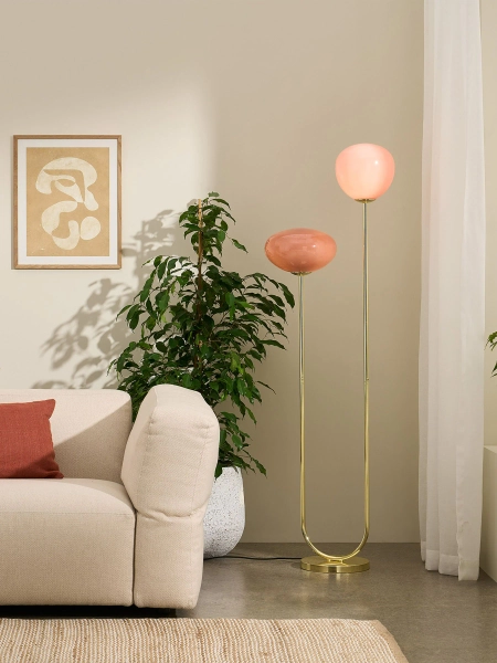 MADE.COM Brass/Pink Adrianne Floor Lamp