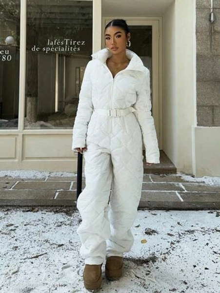 Muchica Women Casual Warm Zip Front Loose Jumpsuit For Autumn And Winter