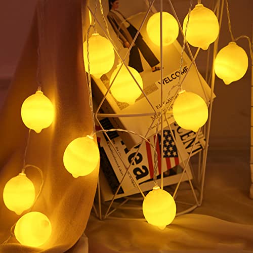 Uonlytech Novelty Lemon String Lights, 4.9ft LED Fruit Lemon Fairy String Light, Battery Operated Indoor Outdoor Decor Lighting for Birthday Halloween Chrismas Wedding Party Decorations