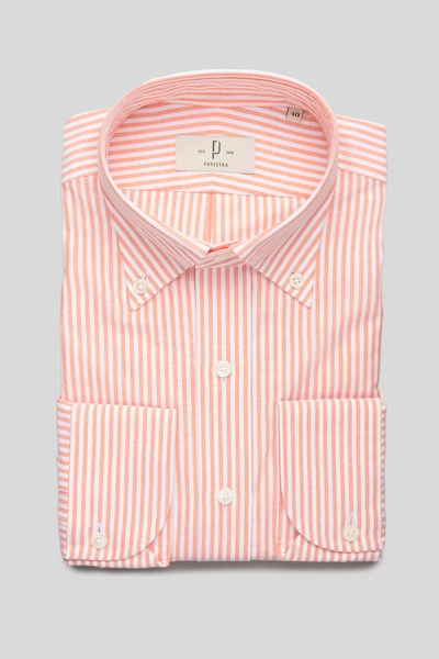 Orange Stripe Brushed OCBD Shirt