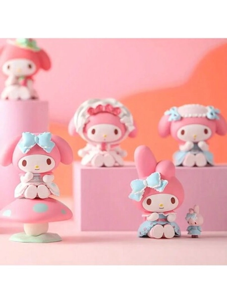 Sanrio Sanrio Melody Tea Party Mystery Box - PVC-samlingsfigur, kreativ presentidé för tonåringar och vuxna, kontors- och heminredningsskärm, blindlåda som lämpar sig för olika tillfällen - Vardagsrum, sovrumsdekoration, födelsedagspresenter, julfesttillbehör (stilar och förpackningar slumpmässigt sorterade)
