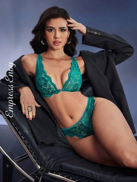 Empress Envy Women's Lace Front Button Closure Sexy Lingerie Set