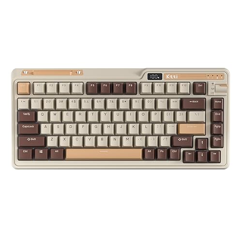 KZZI K75 PRO RGB 75% Wireless Gasket Mechanical Keyboard, Triple Mode Bluetooth 5.0/2.4G/USB-C 82 Keys Hot Swappable Gaming Keyboard w/Knob & Power Display, Custom Linear Switches, Mousse Cake