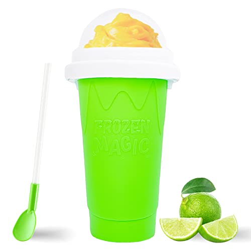Hoinvaet® Magic Slushy Maker Squeeze Cup Slushie Maker, Homemade Milk Shake Maker Cooling Cup Squee DIY Birthday Gifts for Kids (Green) - Green