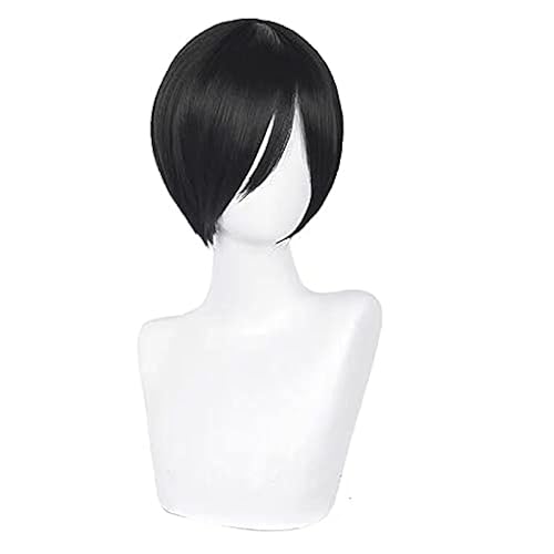 PWEINCY Women Men Hair for Mikasa Ada Cosplay Wig Short Straight Black Anime Party Halloween Costume Wigs - for ada wong