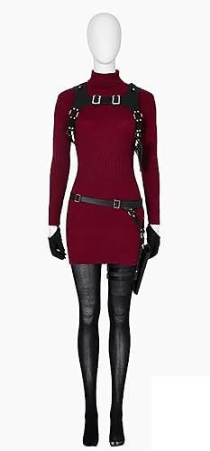 MZXDY Ada Wong Cosplay Costume Red Sexy Ada Wong Cheongsam Dress Holster Halloween Outfits - Full Set Without Boots - Medium