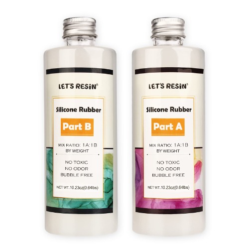 LET'S RESIN Silicone Mold Making Kit Liquid Silicone Rubber Non-Toxic Translucent Clear Mold Making Silicone-Mix Ratio 1:1-Molding Silicone for Resin Molds,Silicone Molds DIY Manual Making(20.46oz) - 