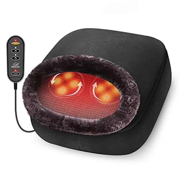 Snailax 2-in-1 Shiatsu Foot and Back Massager with Heat - Kneading Feet Massager Machine with Heating Pad, Back Massage Cushion or Foot Warmer,Massagers for Back,Leg,Foot Relief - Black