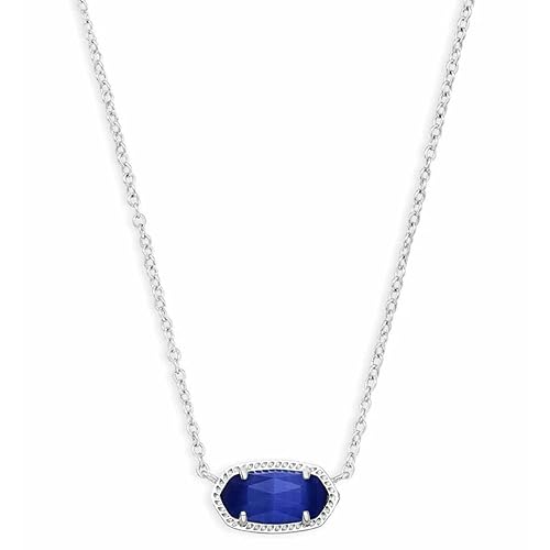 Kendra Scott Elisa Pendant Necklace for Women, Fashion Jewelry, 14k Gold-Plated - RHODIUM - COBALT CATS EYE