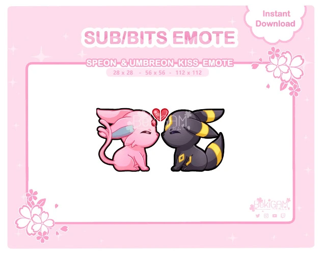 Espeon and Umbreon Kiss emote