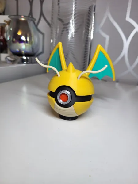 Dragonite Pokeball - Dragonite Themed Pokemon Pokeball. Shiny Dragonite. Full Colour Pokemon custom colours and sizes. 3D Printed Pokeball