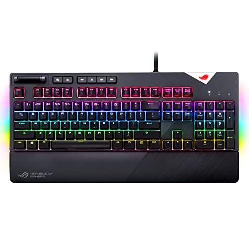 ASUS ROG Strix Flare (Cherry MX Brown) Aura Sync RGB Mechanical Gaming Keyboard with Switches, Customizable Badge, USB Pass Through and Media Controls - Cherry MX Brown - Black