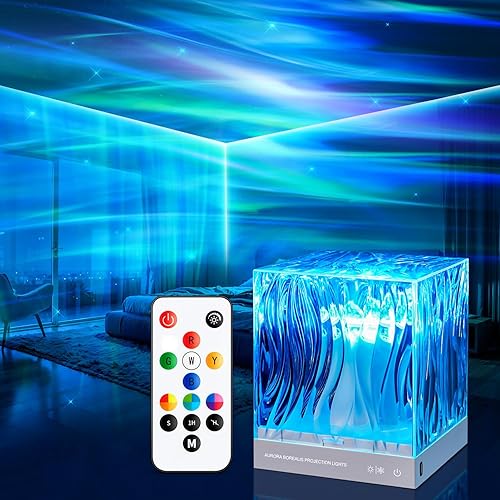 PIKOY Northern Lights Aurora Projector Light, 18 Colors Lighting Galaxy Projector Sensory Lights, Remote Timer Night Light Projector Lights for Bedroom,Christmas Projector Room Decor for Teen Gifts - White