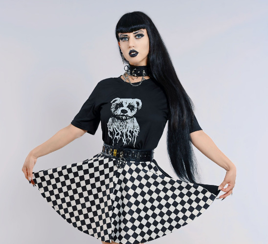 Nocturnal Checkered Skirt - Black/white / S