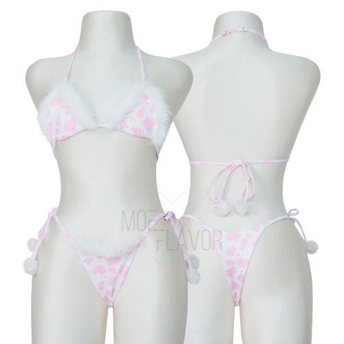Winter Plush Cow Bikini - Pink / L/XL