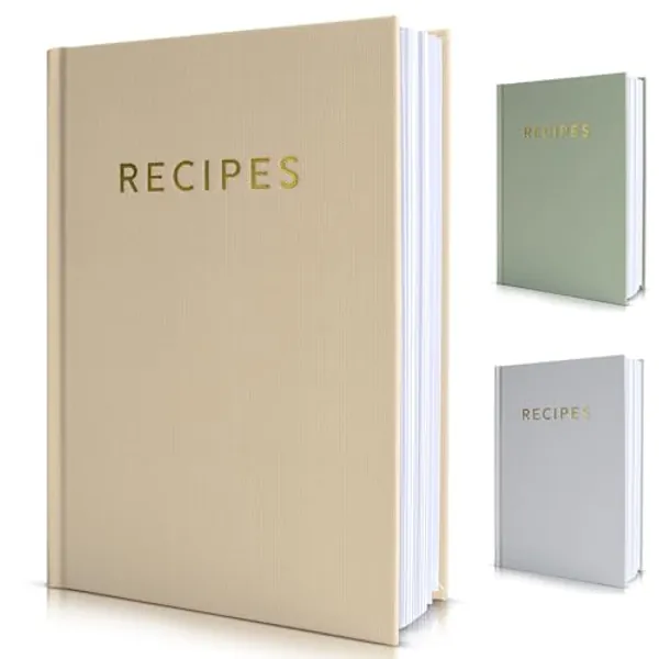 ZICOTO Aesthetic Blank Recipe Book with Waterproof Cover - The Perfect Recipe Notebook To Write In Your Own Recipes - Simplified Blank Cookbook to Organize Your Recipes