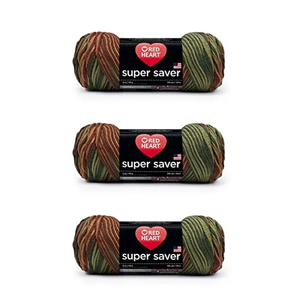 Red Heart Super Saver Yarn, 3 Pack, Fall 3 Count
