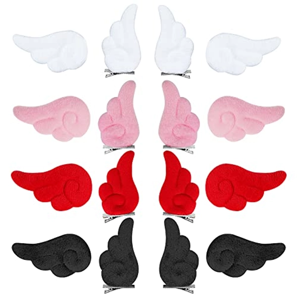 Haakong 16Pcs 4 Color Wings Hair Clips Angel Hairpin Kawaii Hair Accessories Cosplay Accessories Cartoon Hair Clips Plush Hair Cosplay Accessories Kawaii