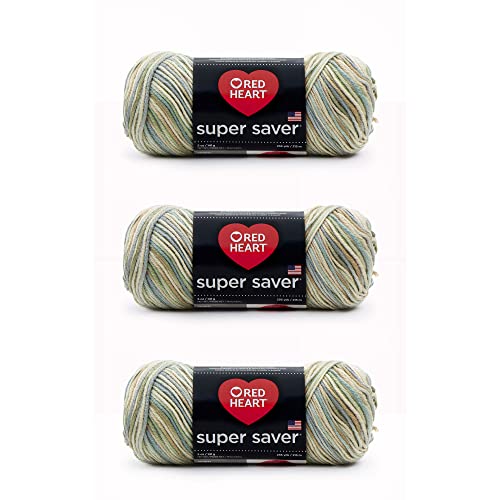 Red Heart Super Saver Yarn, 3 Pack, Aspen Print 3 Count - Aspen Print - 3 pack
