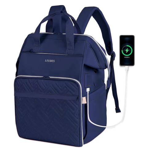 Leudes Knitting Bag Backpack, Yarn Storage Organizer Large Crochet Bag Tote Christmas Gift Yarn Holder Case for Carrying Projects, Knitting Needles (Upgraded Navy Blue) - Upgraded Navy Blue