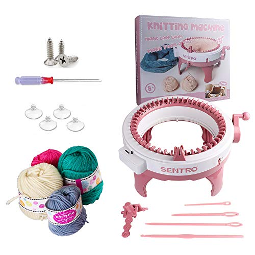 Umootek SENTRO Knitting Machine, 48 Needles Smart Weaving Loom Round Spinning Crochet Knitting Machines with Row Counter, Knitting Board Rotating Double Loom, Weaving Loom Machine Kit - 48