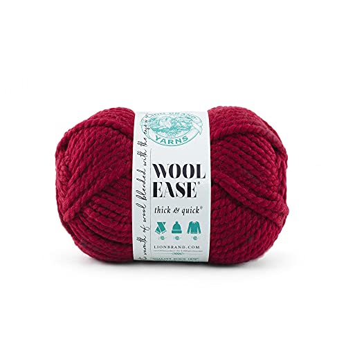 Lion Brand Yarn Wool-Ease Thick & Quick Yarn, Soft and Bulky Yarn for Knitting, Crocheting, and Crafting, 1 Skein, Cranberry - 1 Pack - Cranberry