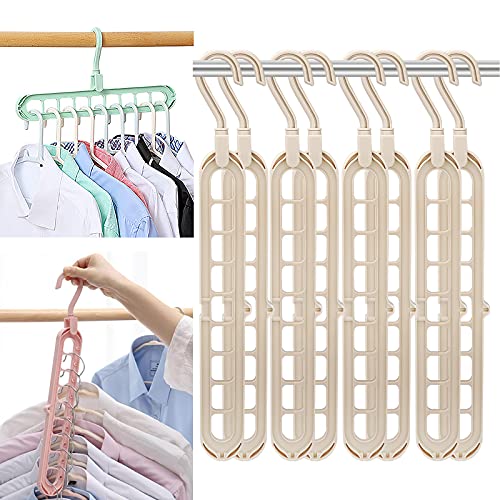 Magic Space Saving Clothes Hangers Multifunctional Smart Closet Organizer Premium Wardrobe Clothing Cascading Hanger 9 Slots, Innovative Design for Heavy Clothes, Shirts Pants Dresses(8 Pack Lvory) - 8 Pack Lvory