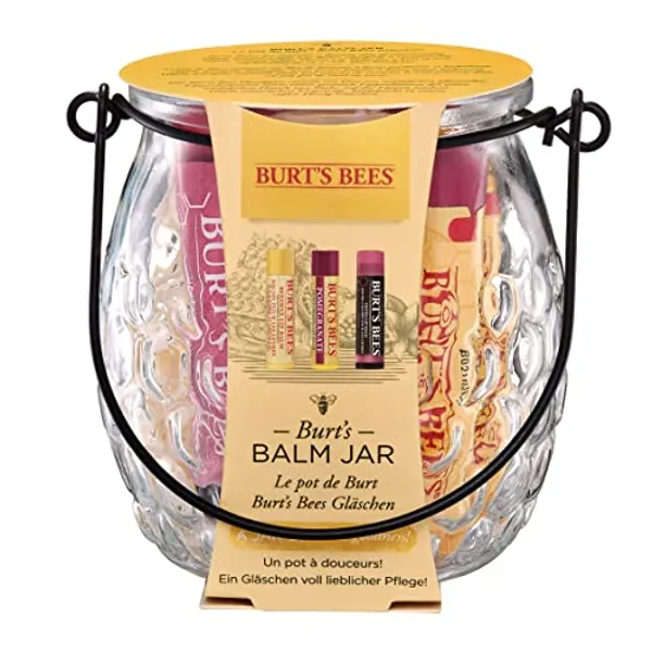 Burt's Bees Balsami Labbra in Vasetto, 1 x alla Cera d'Api con Vitamina E e Menta, 1 x all'Ibisco, 1 x al Melograno, 3 x 4.25 g