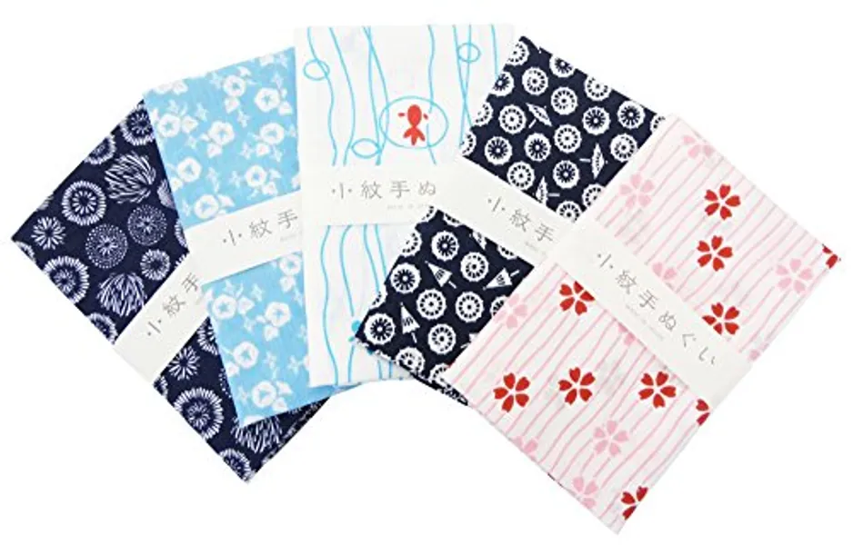 Japanese Traditional Towel Tenugui Small pattern 5 Type set basic pattern-3 by Komesichi