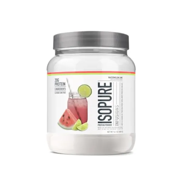 Isopure Protein Powder, Clear Whey Isolate Protein, Post Workout Recovery Drink Mix, Gluten Free with Zero Added Sugar, Infusions- Watermelon Lime, 16 Servings