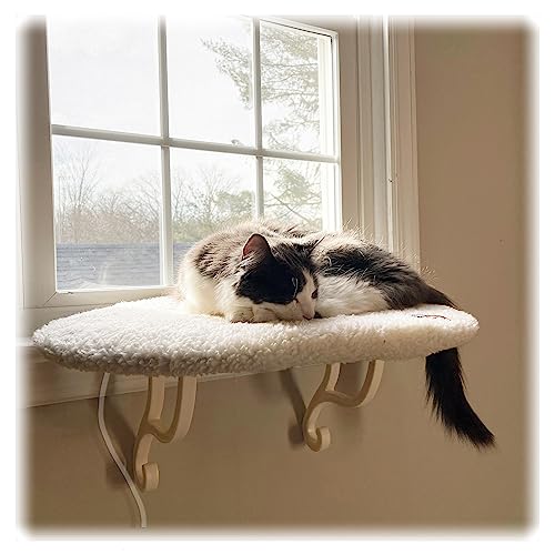 K&H Pet Products Kitty Sill Window Sill Cat Perch, Cat Window Perch for Large Cats, Cat Window Seat, Cat Shelf for Window Sill, Window Cat Bed, Cat Perch w/ Washable Cover – Fleece Heated - Fleece - Heated