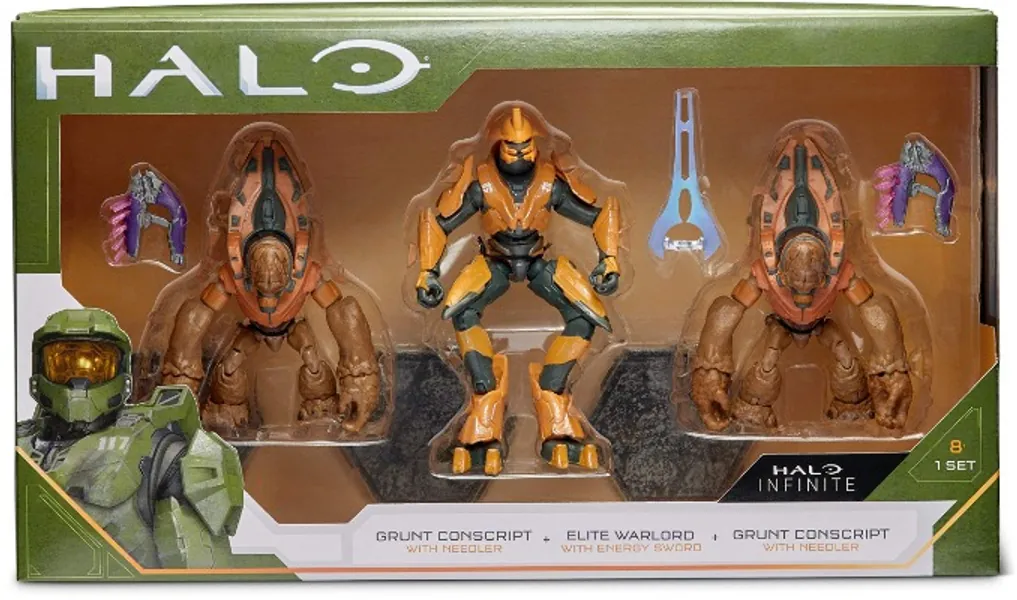 HALO 4" Villain 3 Figure Pack – Elite Warlord and 2 Grunt Conscripts