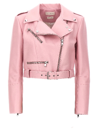 Cropped Biker Jacket Casual Jackets, Parka Pink - 38IT
