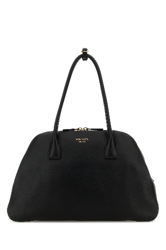 Black leather medium shopping bag - OS
