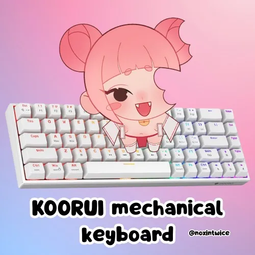 KOORUI 60% Mechanical Gaming Keyboard, Mixed Colors LED Backlit Ultra-Compact 68 Keys, Mini Wired Keyboard with Blue Switch for Windows Laptop PC/Mac OS/Xbox - blue switch - White