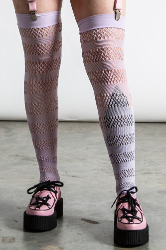 Shena Fishnet Stockings [LILAC] | One Size / Lilac / 95% Polyester 5% Elastane