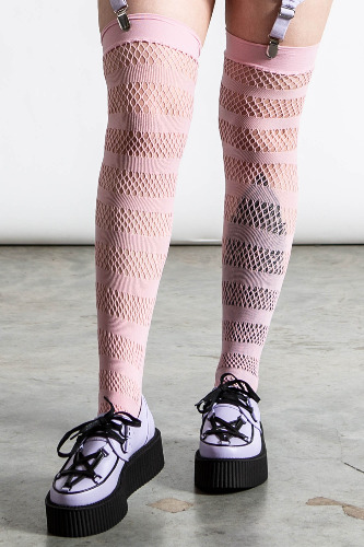 Shena Fishnet Stockings [PASTEL PINK] | One Size / Pastel Pink / 95% Polyester 5% Elastane