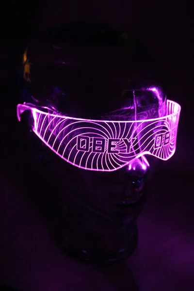 The original Illuminated Cyberpunk Cyber goth visor HYPNO-OBEY  Clear **choose your LED colour**