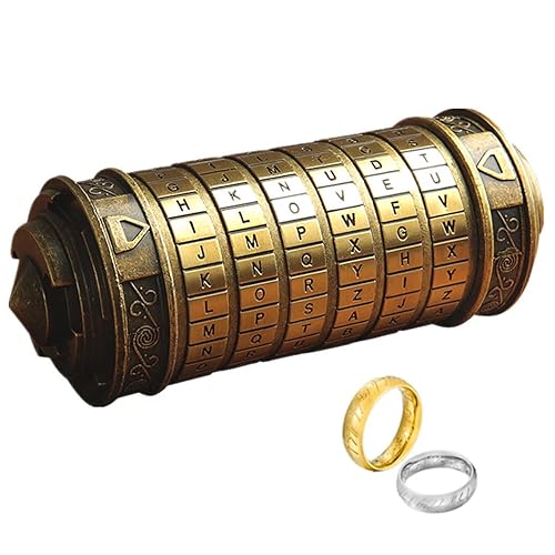 Cryptex Puzzleboxen, Da Vinci Code Mini-Cryptex-Schloss mit versteckten Fächern für Jahrestag, Valentinstag, geheimnisvolle Geburtstagsgeschenke für Familie und Freunde - Bronze