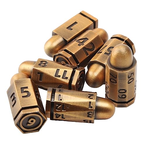 Yopption Bullet Würfel Set Metall, DND Dice Set 7 Stück, Dungeons and Dragons Würfel, Polyedrische Würfel Set D&D für Rollenspiele, Pathfinder, Dungeons and Dragons DND RPG MTG Tischspiele(Gold) - Gold