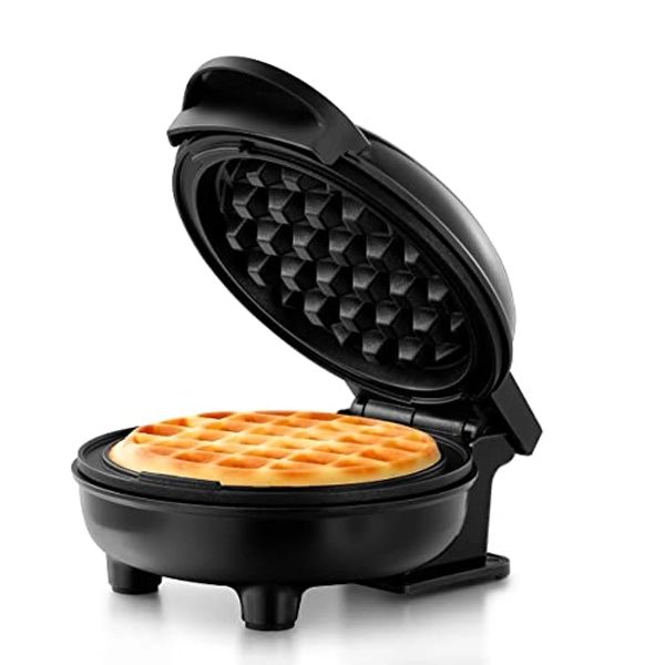 Holstein Housewares Personal Non-Stick Waffle Maker, Black - 4-inch Waffles in Minutes