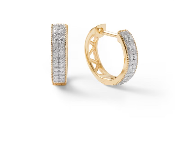 1/10 CT. T.W. Diamond Double Row Hoop Earrings in 10K Gold