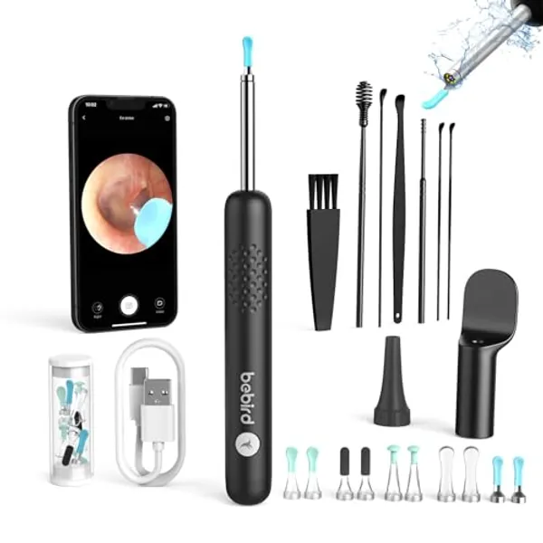 Ear Wax Removal Tool Camera,BEBIRD R1 Ear Camera Wax Removal,Ear Cleaner with Camera,1080P Hd Endoscope,Earwax Removal Kit with Camera,6 Led Lights Ear Picker with 10 Spoons for Ear Cleaning