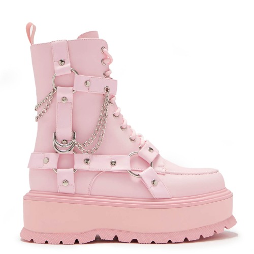 Yami Pastel Pink Platform Boots | UK 4 / Pink