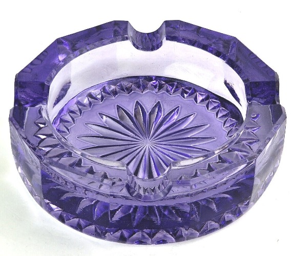 Glass Ashtray Amethyst Color around 1900 R351