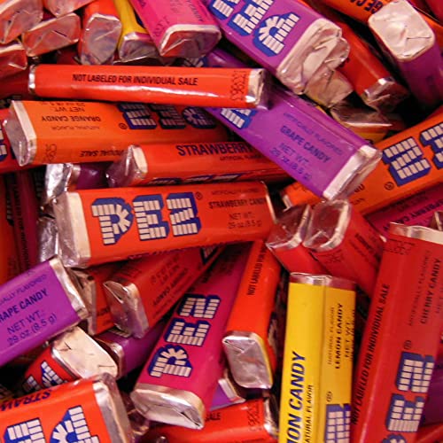 Pez Candy Refill, Assorted Pez Candy Bulk 5LB Bag of 6 Flavors of Pez Refill Rolls by Snackivore. Cherry, Raspberry, Strawberry, Grape, Lemon, and Orange.